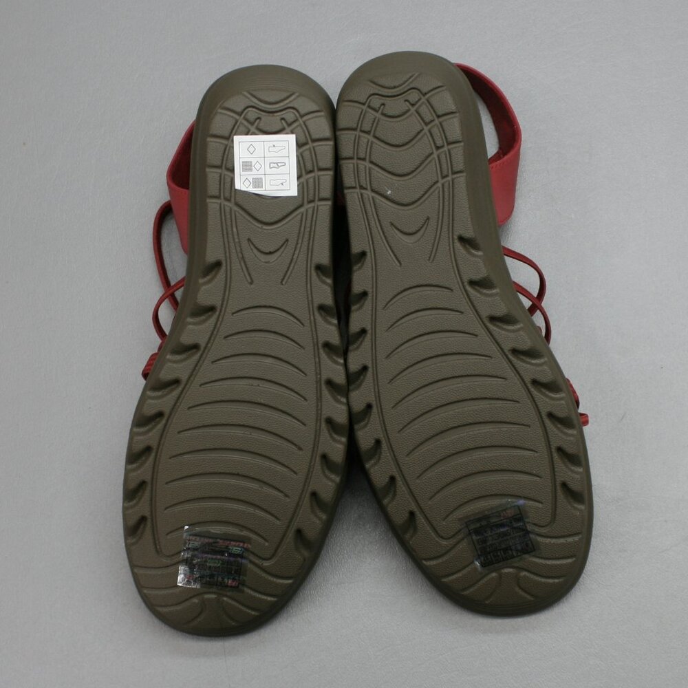 Skechers Ladies 8 Parallel-Crossed Wires Red Slingback Wedge Heels Sandals Shoes - Picture 8 of 10